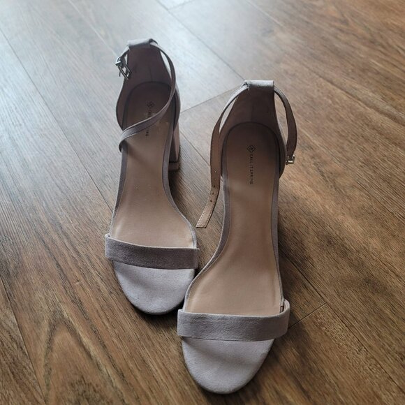 Call It Spring Suede Ankle Block Heel Sandals - Picture 1 of 4